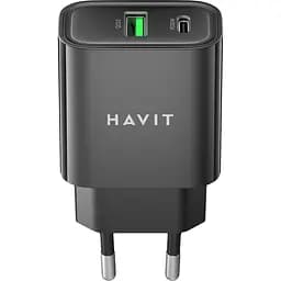 Зарядний пристрій Havit UC111 PRO 20W USB-A+USB-C Black (HV-UC111-PRO-BK)