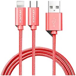 Кабель Awei CL-984 2in1 cable 1m Red