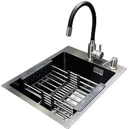 Комплект мойка + смеситель Romzha Arta Nova U-350 BL (C)