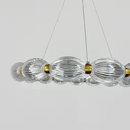 Led люстра з прозорими рельєфними кульками у латунному кільцевому корпусі Ø 58 см | Line F | Арт. MJ343-580 AB+CL - мініатюра 3