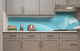 Кухонний фартух Легкість кульбаби вінілова для кухні 65х250 см рослини Блакитний Happy Pocket Z184233 - мініатюра 2