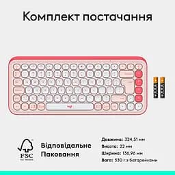 Клавіатура Logitech POP Icon Keys Bluetooth UA Rose (920-013073) [120870] - мініатюра 13