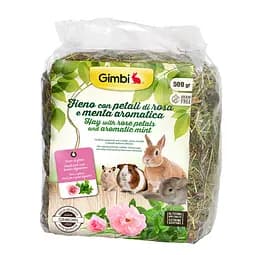 Сено для грызунов Gimbi, с розой и мятой, 500 г