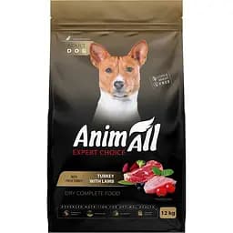 Сухой полнорационный корм для собак средних пород AnimAll со свежей индейкой и ягненком 12 кг