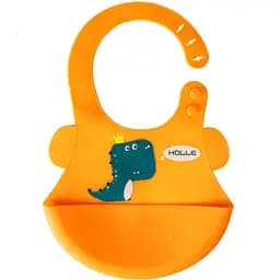 Слюнявчик силиконовый Mega Zayka Дино с карманом MGZ-0616 (Orange)