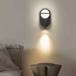 Бра на 2 вимикачі у чорному корпусі із білим плафоном та спотом | Арт. W 207/2 BK | Line F