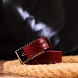 Неповторний жіночий ремінь із натуральної шкіри Grande Pelle 21447 бордовий 110 см - мініатюра 8