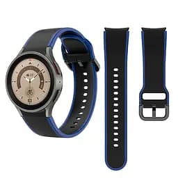Браслет Double Line для Samsung Galaxy Watch 5 - чорно-синій ширина кріплення 20мм силікон Watchbands (W12-1WB12349934) - мініатюра 5
