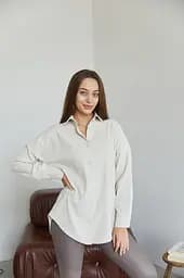 Сорочка вельветова для вагітних та годуючих мам Varna розмір XXL-3XL Lullababe Айворі - мініатюра 2
