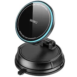 Автотримач з Бездротовий зарядний пристрій WIWU CH-326 Universal Vacuum Suction Magnetic 15W Black - мініатюра 5
