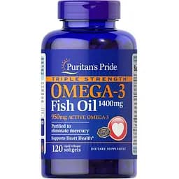 Жирні кислоти Puritan's Pride Triple Strength Omega 3 Fish Oil 1400 мг 120 капсул