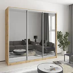 Шафа-купе тридверна MebelStar Комбо AL 3 Дзеркала 220x60x210 см Дуб тахо (MBS-4309)