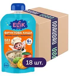 Уцінка. Фруктова каша Elfik Magic Яблуко-Манго-Мультизлак 1980 г (18 шт. x 110 г)