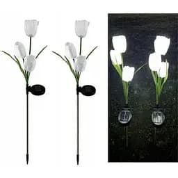 Светильники Sun Lamp садовые на солнечной батарее цветы тюльпаны белые 2 шт