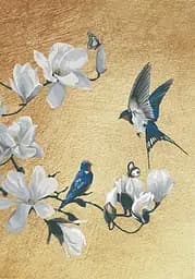 Набір картин за номерами з металевими фарбами Riviera Blanca Ластівки і Квіти (ITR-001) 2 шт в наборі