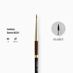 Пензель білка кругла натуральна Isabey 6221, №2, для акварелі, коротка ручка - мініатюра 2