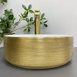 Умивальник VBI Prato gold white накладний VBI-011408, Золотий - мініатюра 5