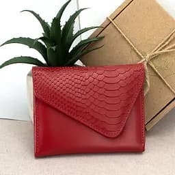 Кошелек женский кожаный маленький Sabrina красный питон