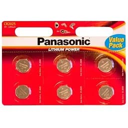 Батарейка Panasonic CR 2025 * 6 LITHIUM (CR-2025EL/6B)