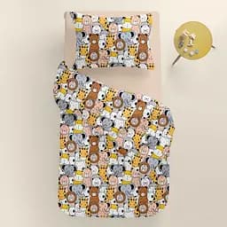 Дитяча постільна білизна в ліжечко SAFARI ANIMALS CS5, коричневий (AnimalsCinemaBrownGrey_12Magnolia_140) - мініатюра 2