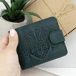 Гаманець чоловічий шкіряний зелений Handycover HC0041 з гербом України - мініатюра 8