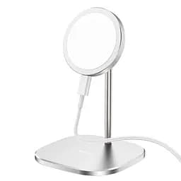 Заряджання бездротове металеве HOCO CW32 Happiness magnetic desktop wireless charger 15W біле - мініатюра 5