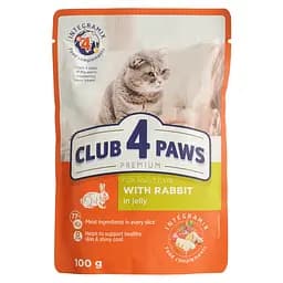Вологий корм для кішок Club 4 Paws із кроликом в желе, 100 г