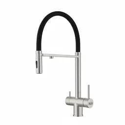 Cмеситель для кухни на две воды гибкий излив Nett GFS-56 Нержавеющая сталь