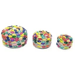 Скриньки металеві з перлами 7.5х7.5х4 см 6х6х3 см 5х5х3.5 см 3 шт