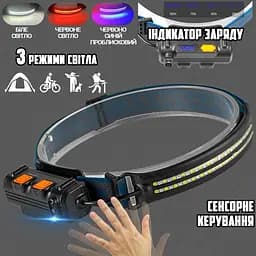 Налобний ліхтар акумуляторний світлодіодний ліхтарик на голову Floodlight COB Headlamp W691-2 - мініатюра 9