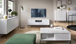 Тумба під телевізор Perfect Home Нова / Nova 2-дверна з 1 шухлядою і чорними ніжками RTV154 Білий (PFH-091225) - мініатюра 10