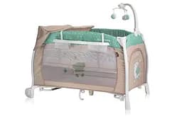 Манеж-кровать Lorelli I`Lounge 2L Rocker Bear, бежевый с зеленым (20957)