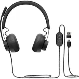 Дротова стерео гарнітура Logitech Zone Wired USB + Type-C (981-000870) чорна - мініатюра 3