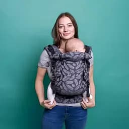 Эрго рюкзак регулируемый с рождения 0 - 18 месяцев "Adapt" Coolbabka Серый Feathers
