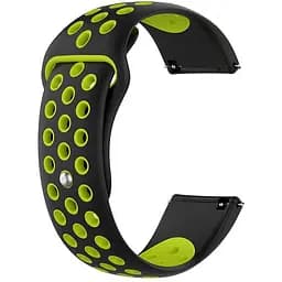 Ремінець силіконовий Boorui для годинника 20 мм Nike design чорний з зеленим (з кнопкою)