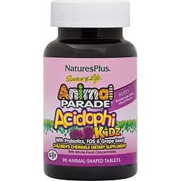 Пробиотики и пребиотики Natures Plus Animal Parade Acidophi Kidz 90 жевательных таблеток - ягоды