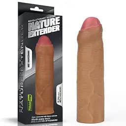 Насадка на пенис Revolutionary Silicone Nature Extender Add 1" 16.5 см (коричневый)