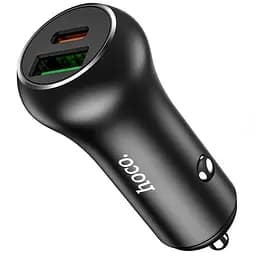 Автомобільний зарядний пристрій Hoco Z38 1USB + Type-C QC 3.0 Black