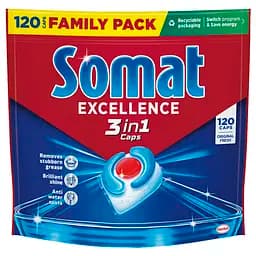 Капсули для посудомийної машини Somat Excellence 3-в-1, 120 шт.