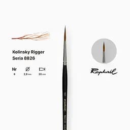 Пензель колонок довгий загострений Raphael Kolinsky Rigger, №6, коротка ручка - мініатюра 2