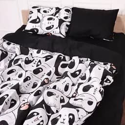 Наволочка MirSon Бязь 17-4850 Panda 70х70 см чорно-біла (2200009584480) - мініатюра 2