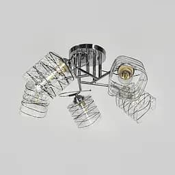 Люстра срібна на 5 плафонів з чорно-білими візерунками | Line F | Арт. 9513/5 CH