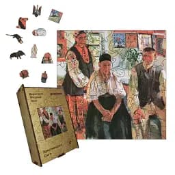 Дерев'яний фігурний пазл Християнська Сім'я, А5, Дерев'яна коробка 35 елементів