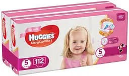 Набір підгузків для дівчаток Huggies Ultra Comfort 5 (12-22 кг), 112 шт. (2 уп. по 56 шт.) - мініатюра 2