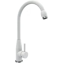 Смеситель кухонный Platinum 26 FHP (7456) поворотный однорычажный из нержавеющей стали белый в точку