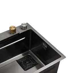 Кухонна мийка Kroner KRP Schwarze - SET7545HM PVD (3.0/0.8 мм) CV033382, Чорний - мініатюра 10