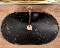 Умивальник Rea Royal 60 накладний marble black matt REA-U7478, Чорний матовий - мініатюра 4