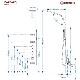 Душова панель Corsan Kaskada white A014MWH, Білий - мініатюра 5