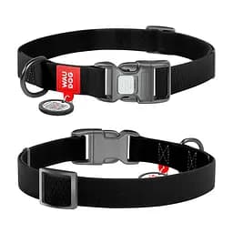 Ошейник для собак водостойкий Waudog Waterproof с QR-паспортом пластиковая пряжка-фастекс Ш 15 мм Д 25-35 см черный