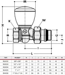 Комплект прямих кранів Giacomini R6X033 + R17X033 Верх/Низ 1/2" 30412 - мініатюра 3